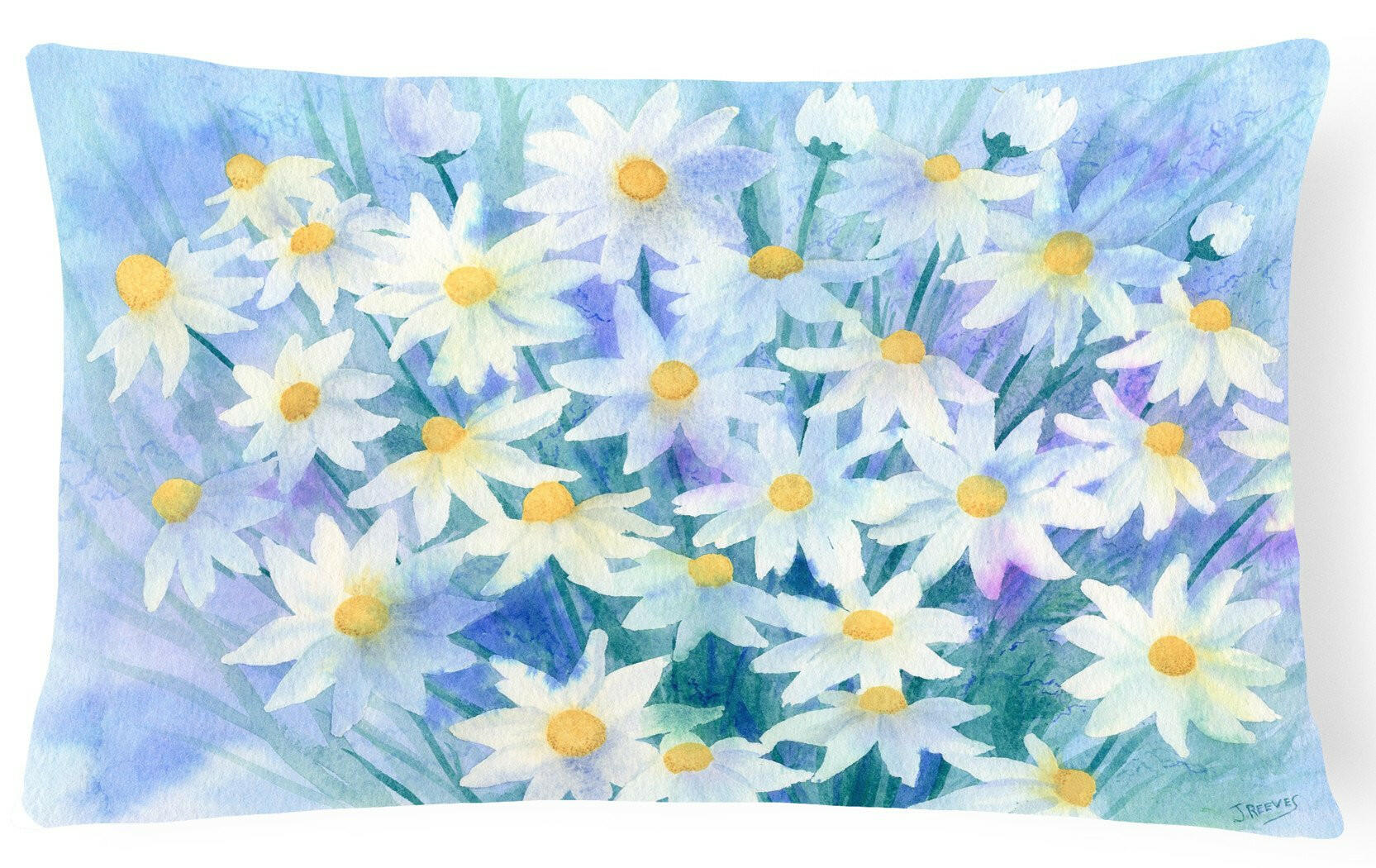 Light and Airy Daisies Decorative Throw Pillow 12x16 Indoor Outdoor Accent Cushion, Fabric Cover with Insert for Sofa, Bed, Porch & Living Room