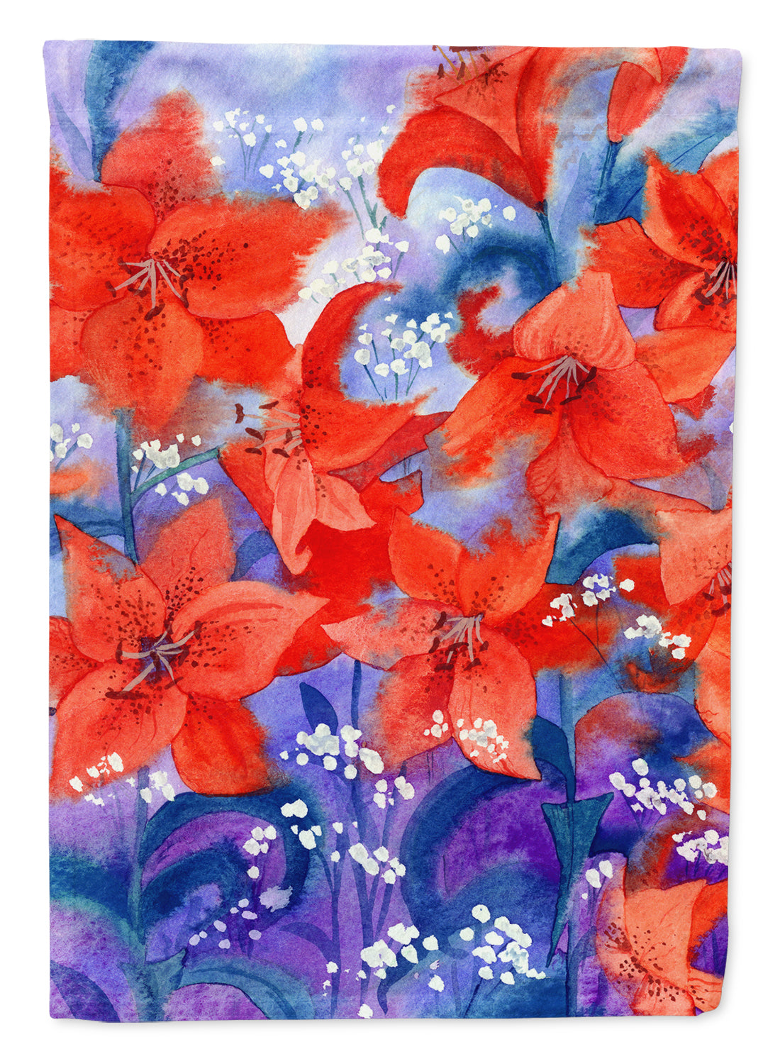 Lillies House Flag 28x40 Porch Sleeve Pole Decorative Outside Yard Banner Artwork Wall Hanging, Polyester