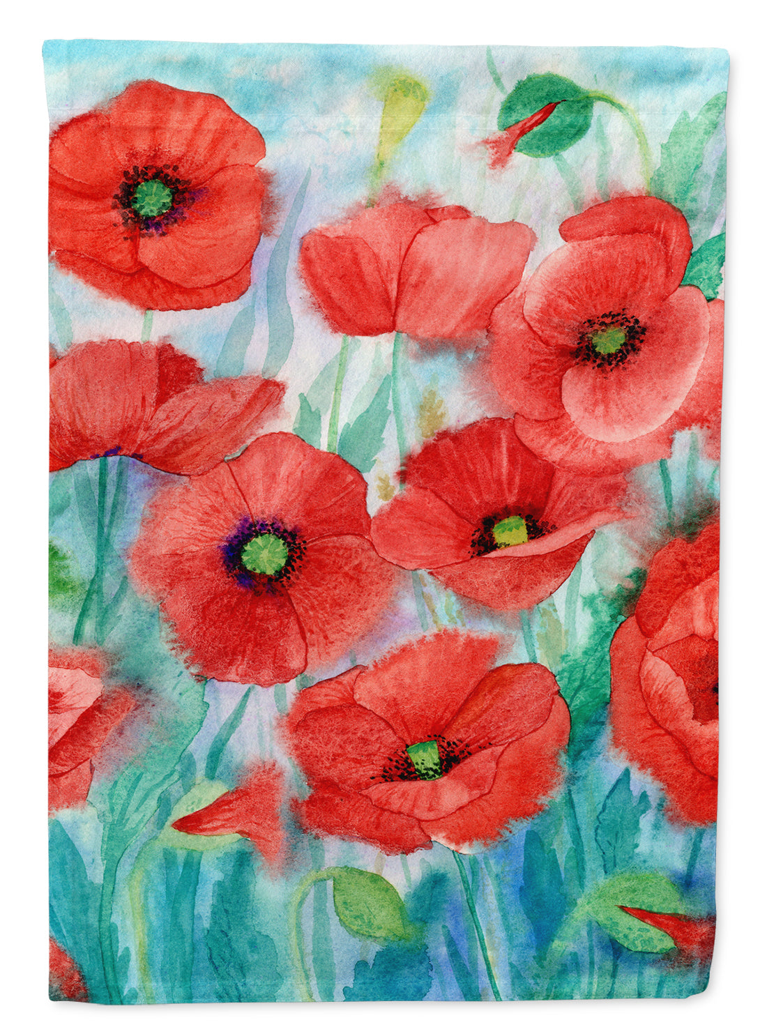 Poppies House Flag 28x40 Porch Sleeve Pole Decorative Outside Yard Banner Artwork Wall Hanging, Polyester