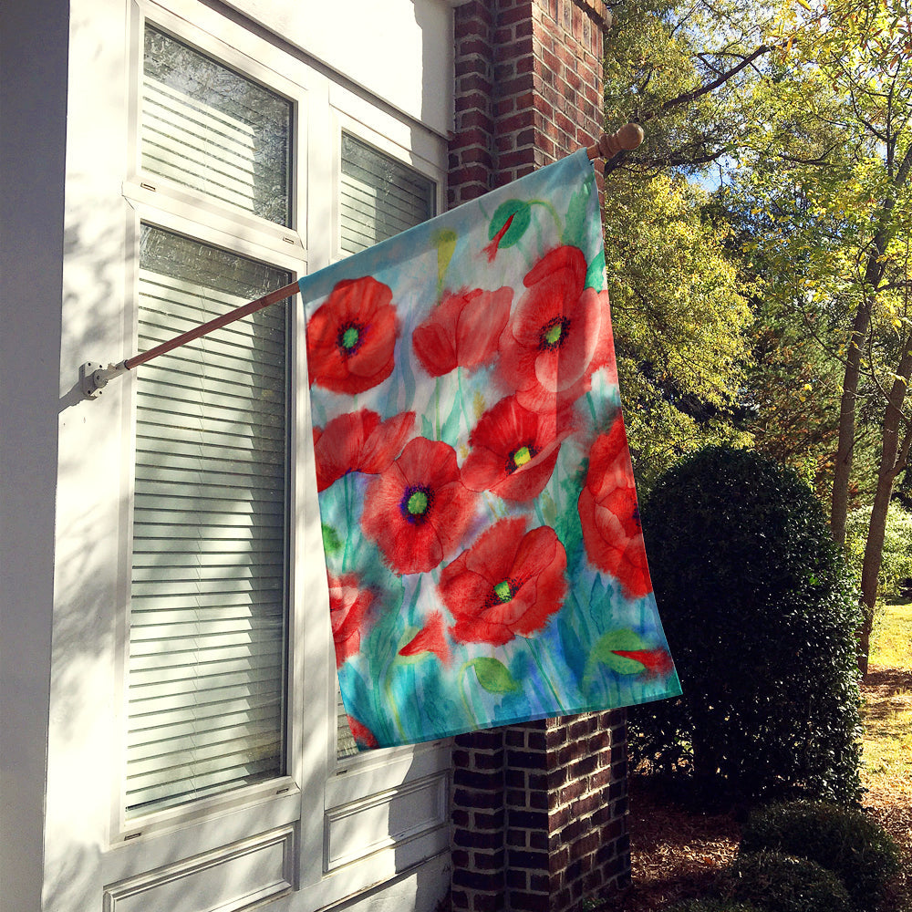 Poppies House Flag 28x40 Porch Sleeve Pole Decorative Outside Yard Banner Artwork Wall Hanging, Polyester