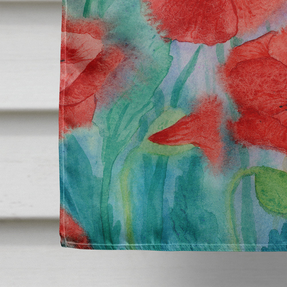 Poppies House Flag 28x40 Porch Sleeve Pole Decorative Outside Yard Banner Artwork Wall Hanging, Polyester