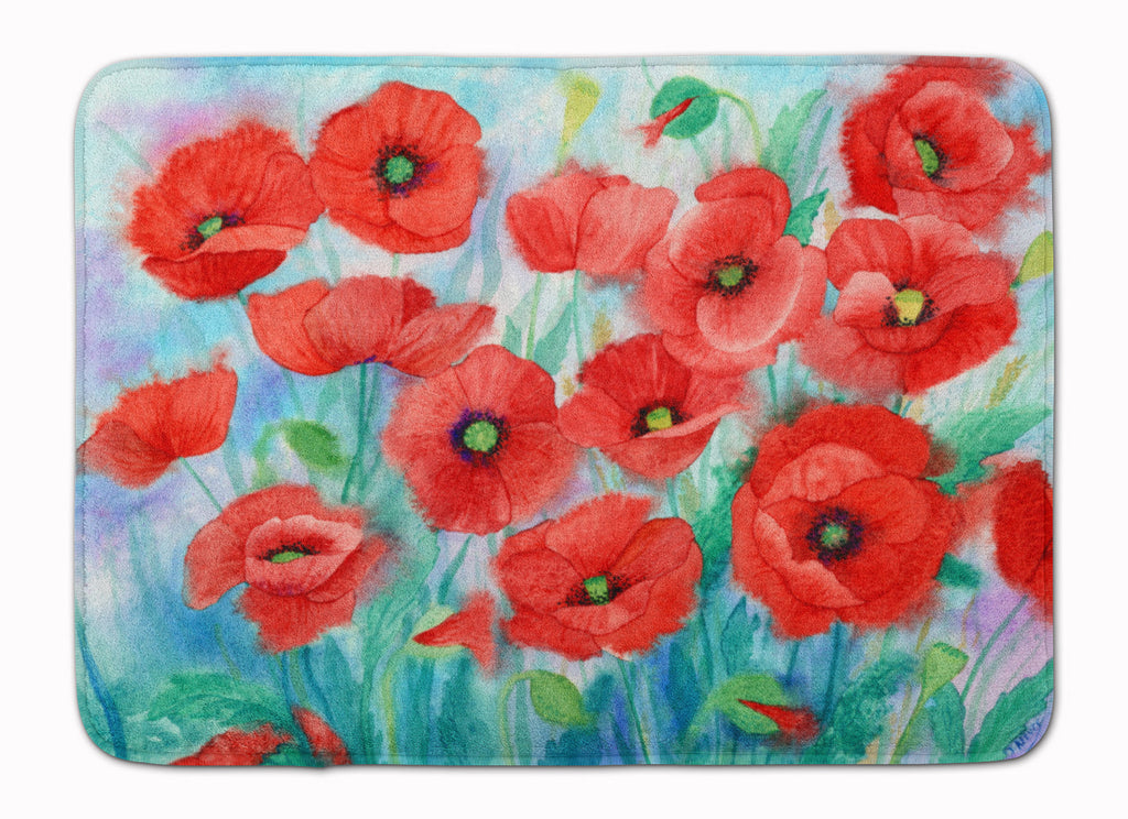 Poppies Memory Foam Kitchen Mat Machine Washable Anti-Fatigue Cushion Comfort Bath or Kitchen Rug