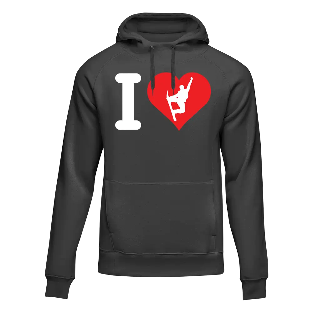 I Love Snowboarding Adult Fleece Hoodie
