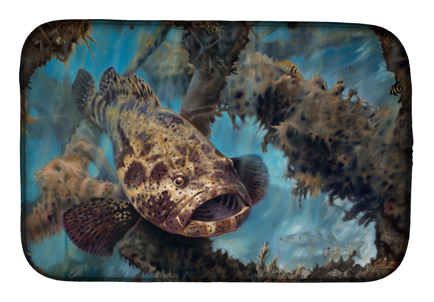 Golden Goliath Grouper Dish Drying Mat Absorbent Dish Drying Mat Pad for Kitchen Counter Dish Drainer Mat for Countertop, 14 x 21", Multicolor