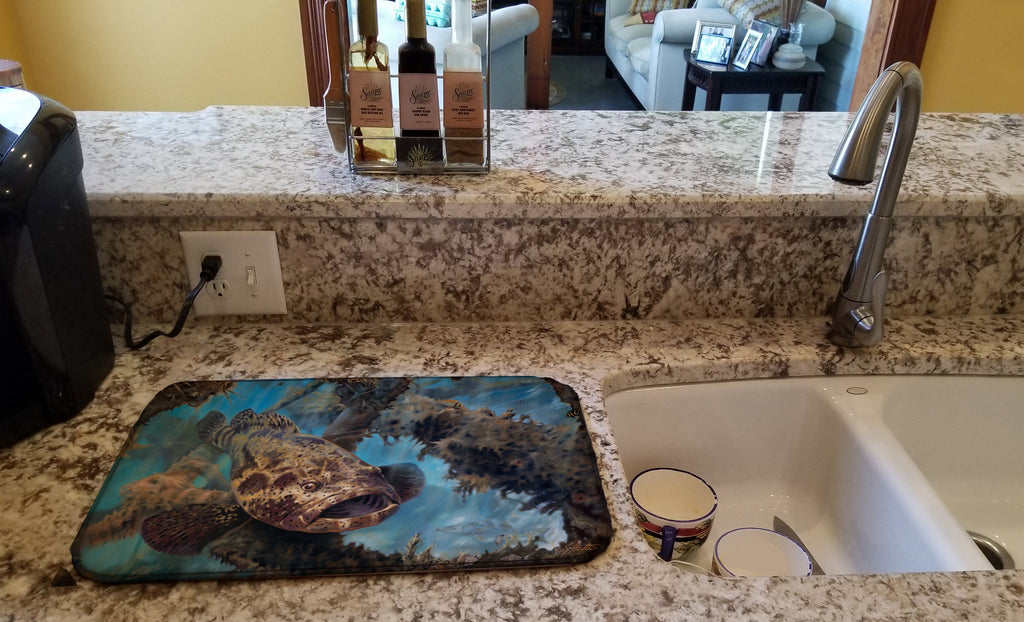 Golden Goliath Grouper Dish Drying Mat Absorbent Dish Drying Mat Pad for Kitchen Counter Dish Drainer Mat for Countertop, 14 x 21", Multicolor
