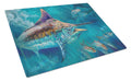 Liquid Metal Black Marlin Cutting Board Tempered Glass Kitchen Cutting Surface, Heat Resistant Chopping, Non-Slip Feet, Food Prep & Serving