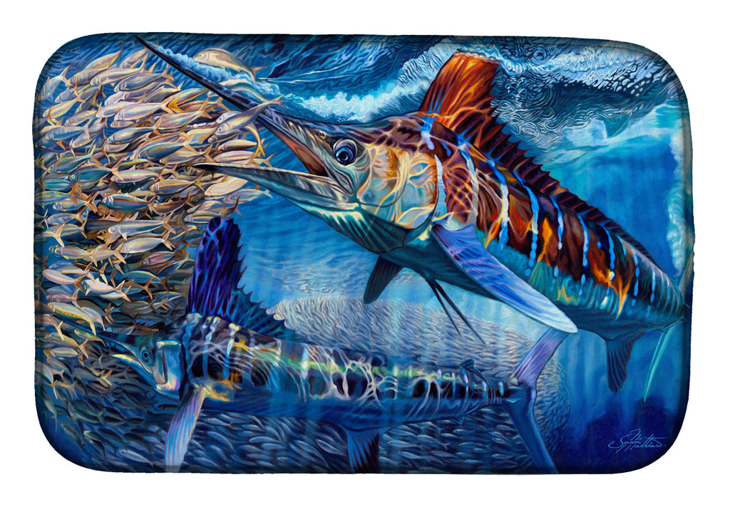 White Night White Marlin Dish Drying Mat Absorbent Dish Drying Mat Pad for Kitchen Counter Dish Drainer Mat for Countertop, 14 x 21", Multicolor