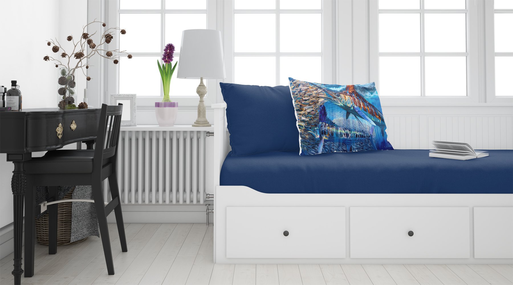 White Night White Marlin Standard Pillowcase Lightweight Super Soft Easy Care Decorative Artwork Pillowcase, Standard