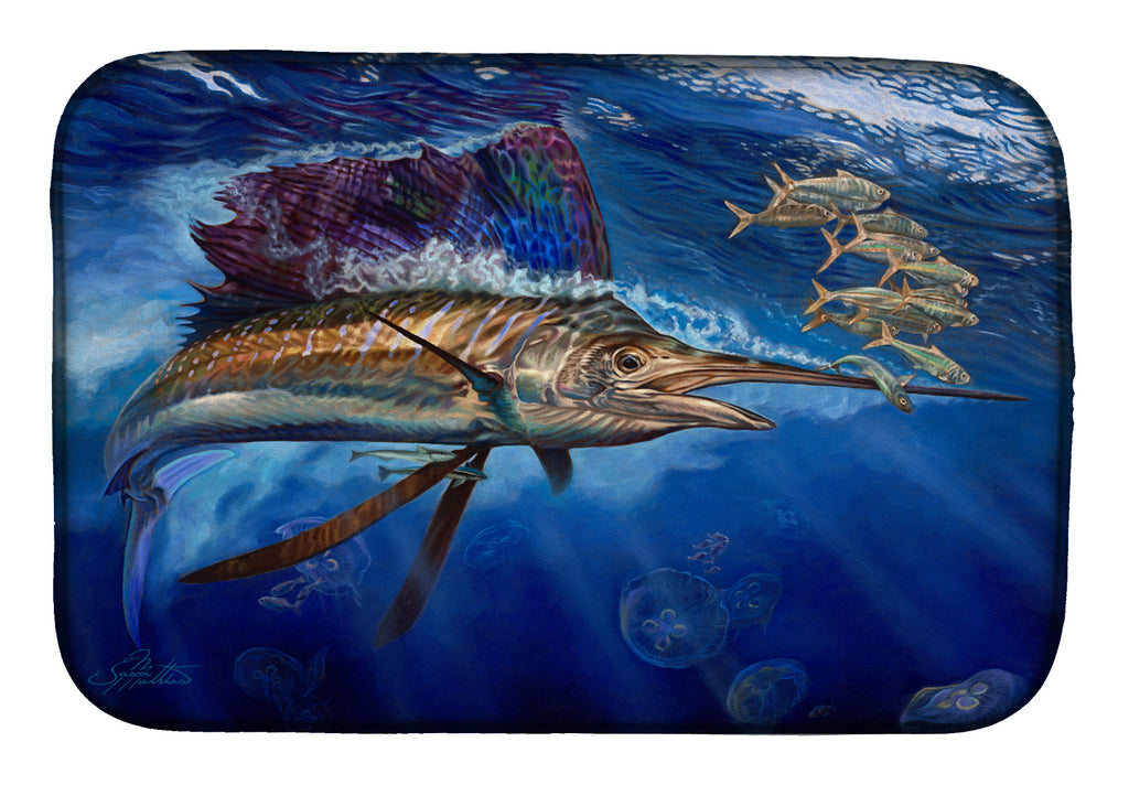 Majesty Sailfish Dish Drying Mat Absorbent Dish Drying Mat Pad for Kitchen Counter Dish Drainer Mat for Countertop, 14 x 21", Multicolor