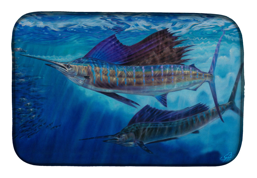 Wide Open Sailfish Dish Drying Mat Absorbent Dish Drying Mat Pad for Kitchen Counter Dish Drainer Mat for Countertop, 14 x 21", Multicolor