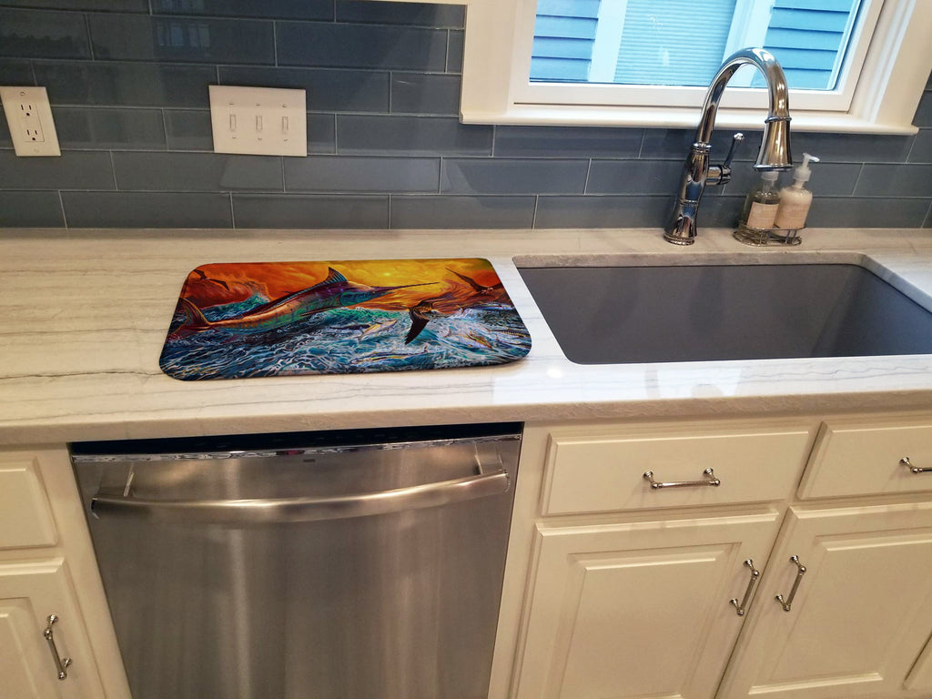 Reflective Chaos Blue Marlin Dish Drying Mat Absorbent Dish Drying Mat Pad for Kitchen Counter Dish Drainer Mat for Countertop, 14 x 21", Multicolor