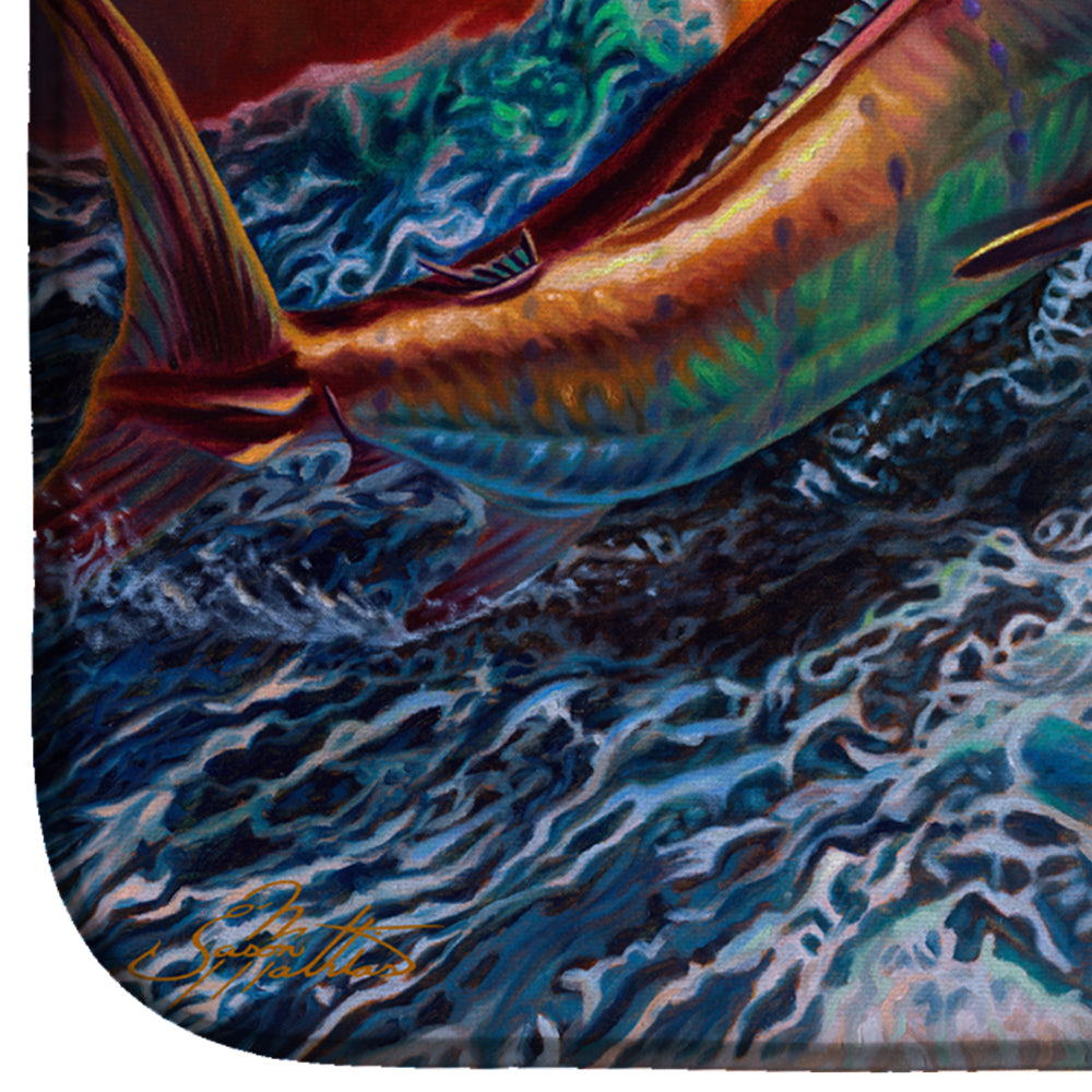 Reflective Chaos Blue Marlin Dish Drying Mat Absorbent Dish Drying Mat Pad for Kitchen Counter Dish Drainer Mat for Countertop, 14 x 21", Multicolor