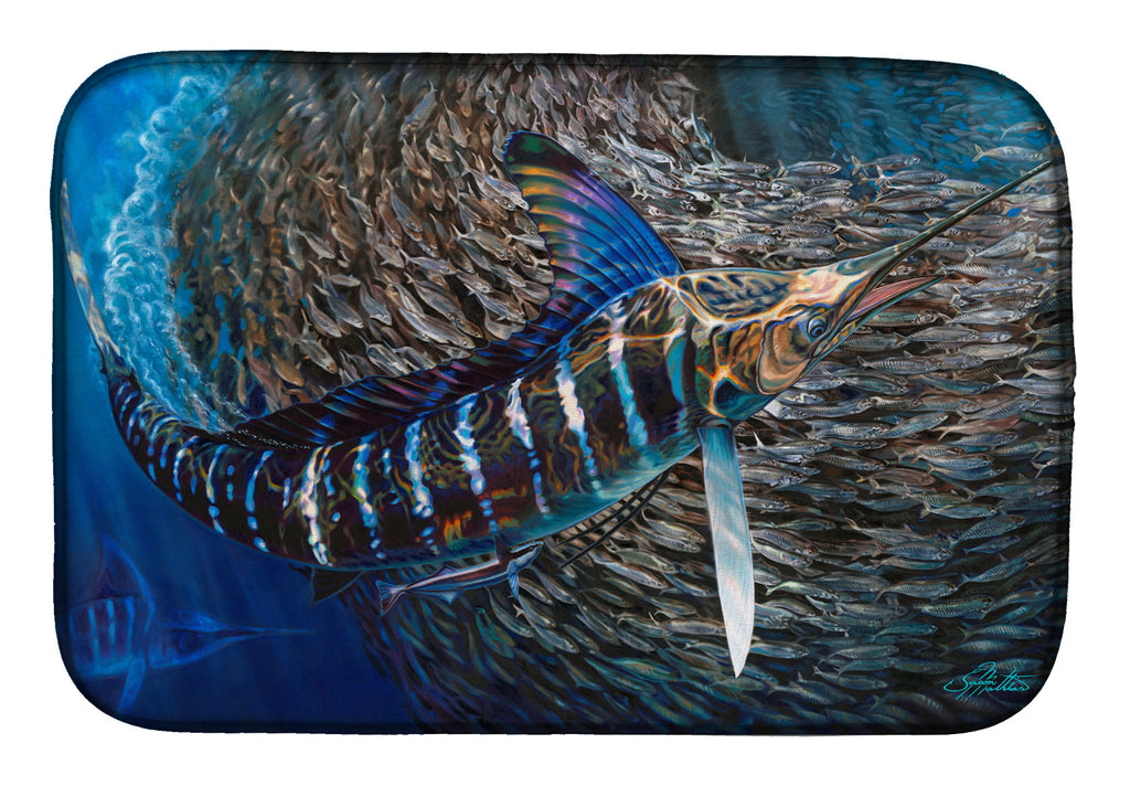 Striped Gem Striped Marlin Dish Drying Mat Absorbent Dish Drying Mat Pad for Kitchen Counter Dish Drainer Mat for Countertop, 14 x 21", Multicolor