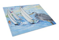 Blue Heron Sailboats Dog River Bridge Cutting Board Tempered Glass Kitchen Cutting Surface, Heat Resistant Chopping, Non-Slip Feet, Food Prep & Serving
