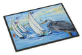 Blue Heron Sailboats Dog River Bridge Doormat Indoor Outdoor 18H X 27W Front Door Mat Rugs for Entryway, Non Slip Washable