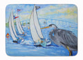Blue Heron Sailboats Dog River Bridge Memory Foam Kitchen Mat Machine Washable Anti-Fatigue Cushion Comfort Bath or Kitchen Rug