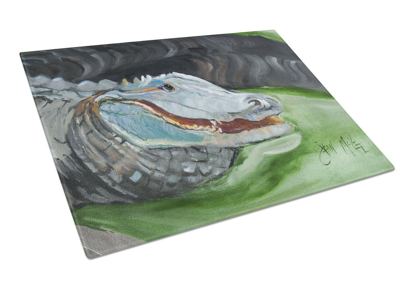Blue Alligator Cutting Board Tempered Glass Kitchen Cutting Surface, Heat Resistant Chopping, Non-Slip Feet, Food Prep & Serving