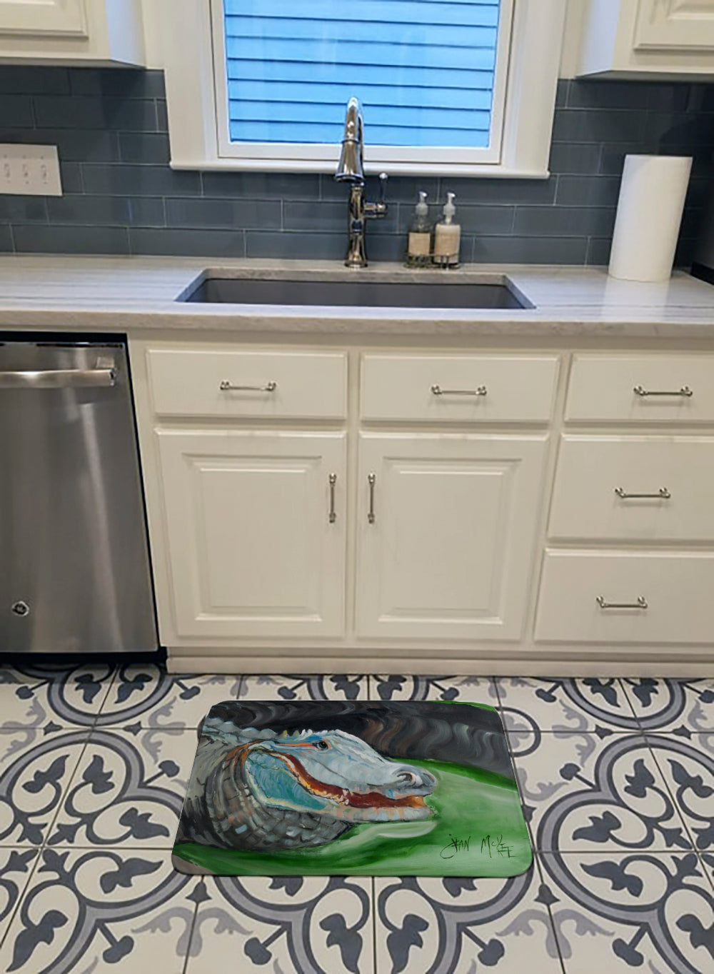 Blue Alligator Memory Foam Kitchen Mat Machine Washable Anti-Fatigue Cushion Comfort Bath or Kitchen Rug
