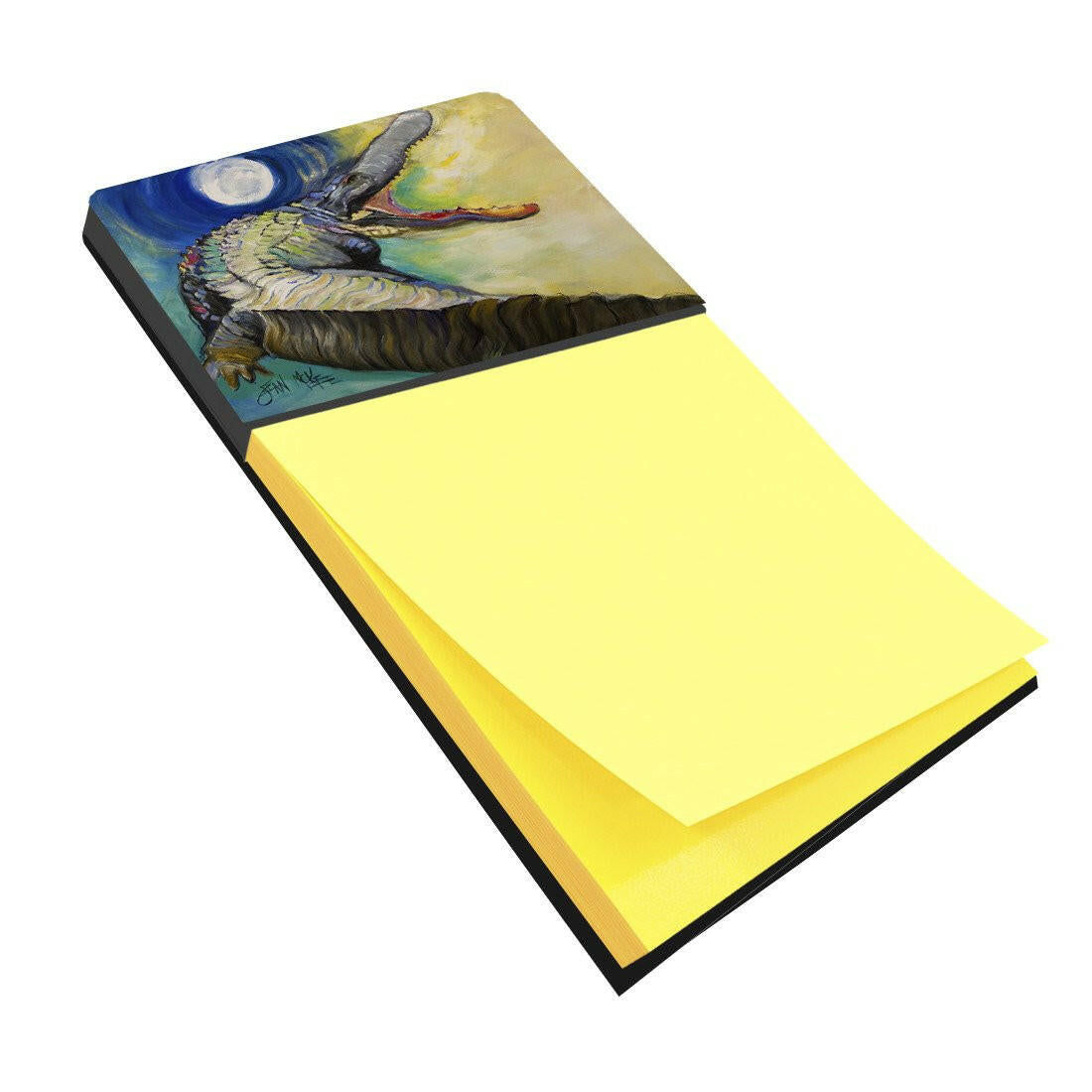 Alligator Watercolor Sticky Note Holder Refillable Dispenser Desk Accessory 3x3 Pad Gift