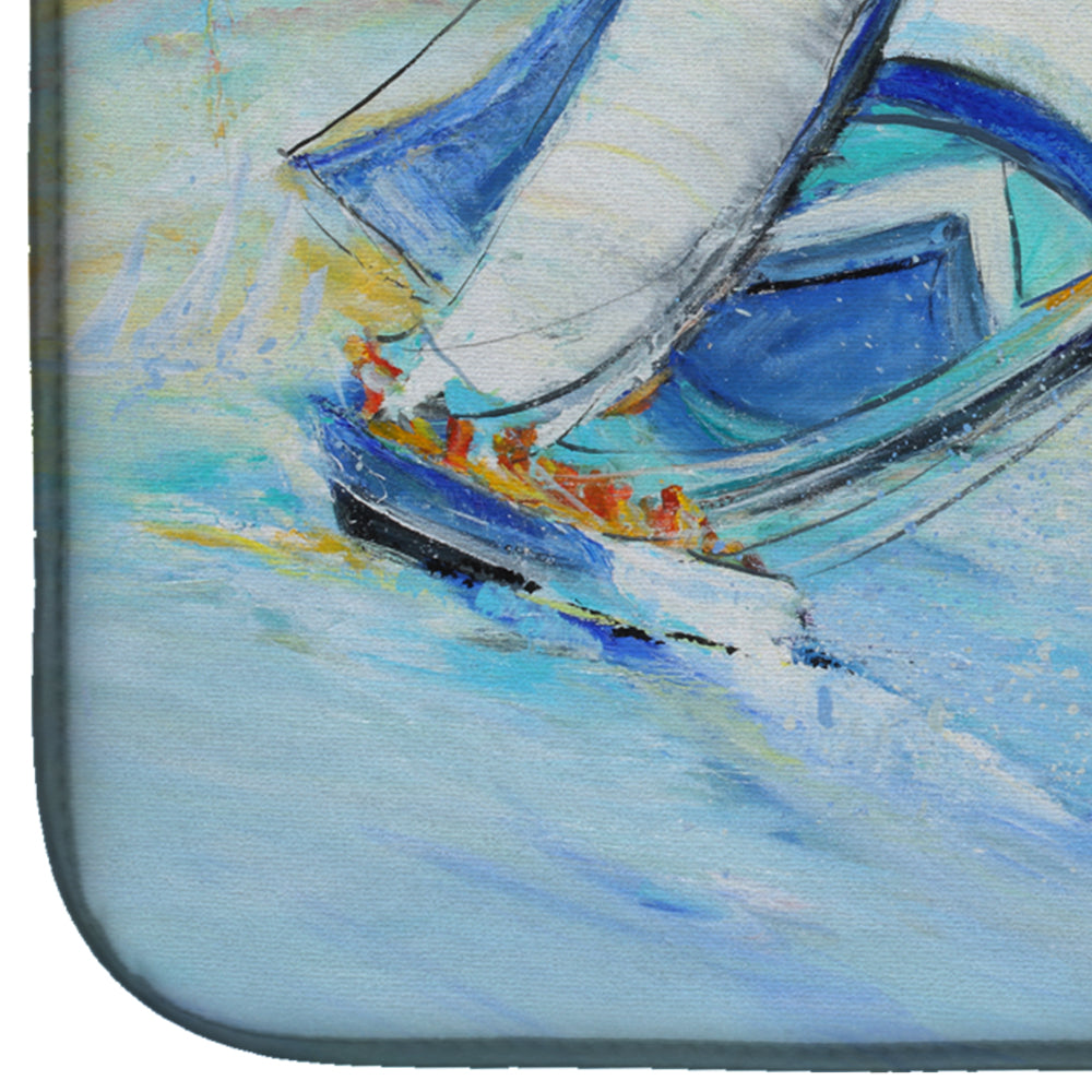 Sailboats and Middle Bay Lighthouse Dish Drying Mat Absorbent Dish Drying Mat Pad for Kitchen Counter Dish Drainer Mat for Countertop, 14 x 21", Multicolor