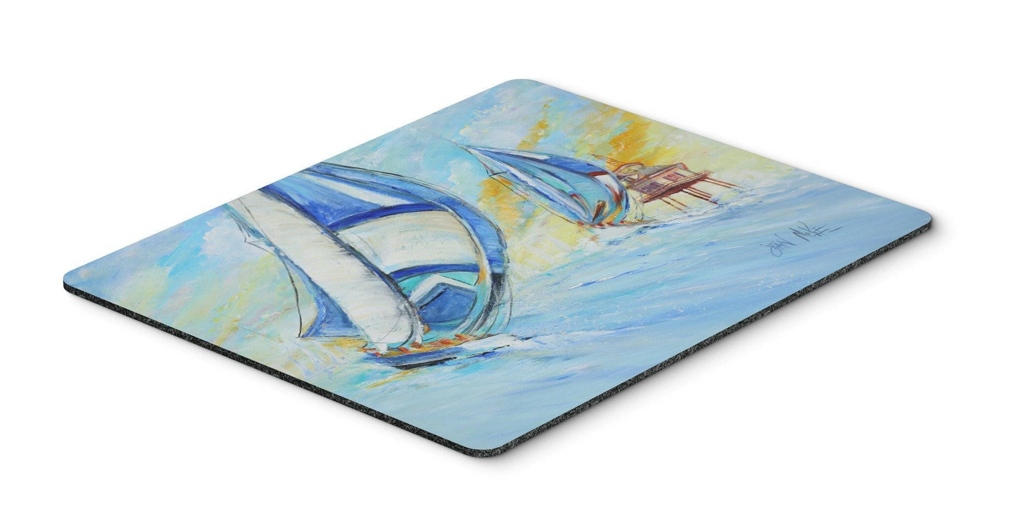 Sailboats and Middle Bay Lighthouse Mouse Pad, Heat Resistant Trivet Hot Pad , Non Slip Rubber Desk Mat, Kitchen Counter Protector, Home Office Decor Gift