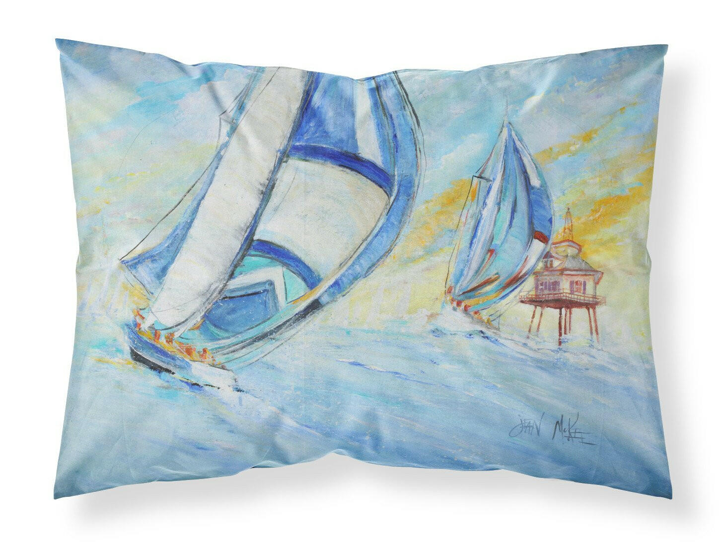 Sailboats and Middle Bay Lighthouse Standard Pillowcase Lightweight Super Soft Easy Care Decorative Artwork Pillowcase, Standard