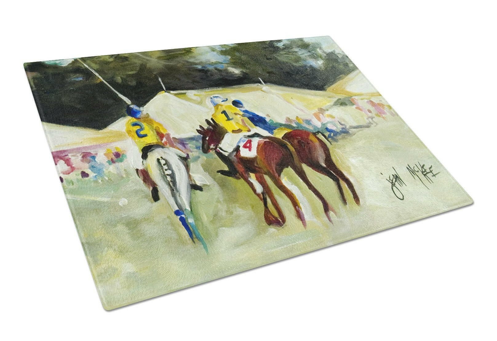 Polo at the Point Cutting Board Tempered Glass Kitchen Cutting Surface, Heat Resistant Chopping, Non-Slip Feet, Food Prep & Serving