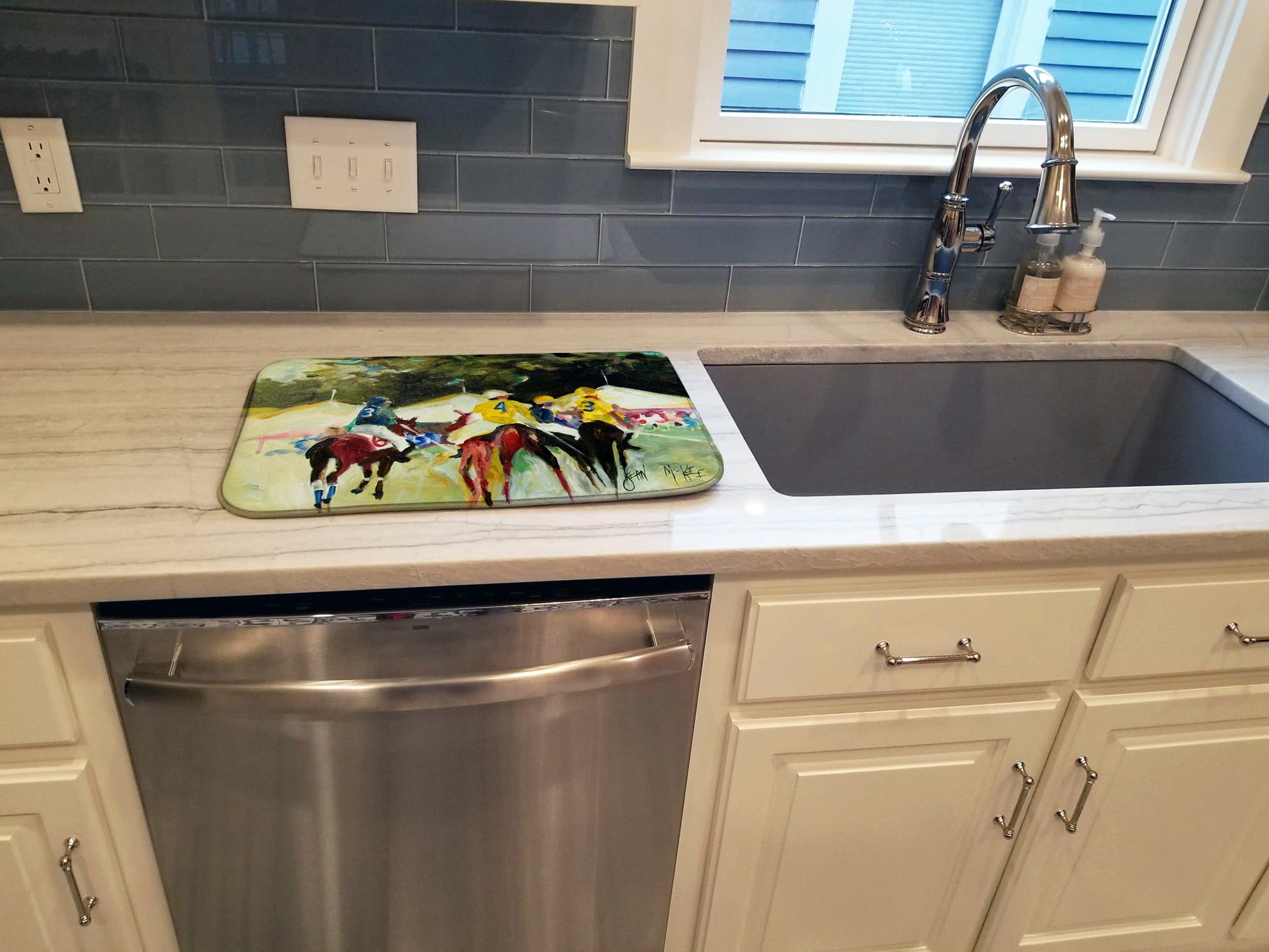 Polo at the Point Dish Drying Mat Absorbent Dish Drying Mat Pad for Kitchen Counter Dish Drainer Mat for Countertop, 14 x 21", Multicolor