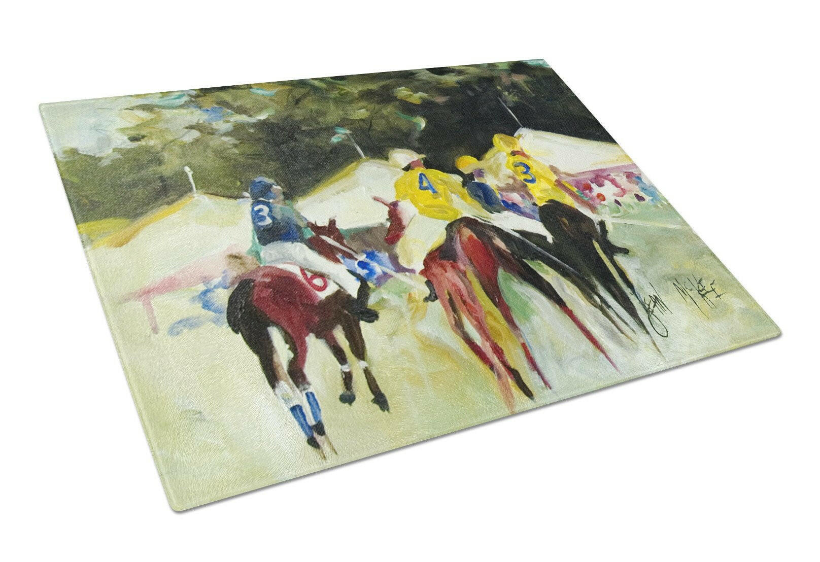 Polo at the Point Cutting Board Tempered Glass Kitchen Cutting Surface, Heat Resistant Chopping, Non-Slip Feet, Food Prep & Serving