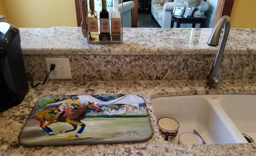 Polo at the Point Dish Drying Mat Absorbent Dish Drying Mat Pad for Kitchen Counter Dish Drainer Mat for Countertop, 14 x 21", Multicolor