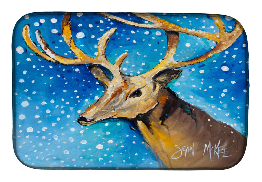 Reindeer Dish Drying Mat Absorbent Dish Drying Mat Pad for Kitchen Counter Dish Drainer Mat for Countertop, 14 x 21", Multicolor
