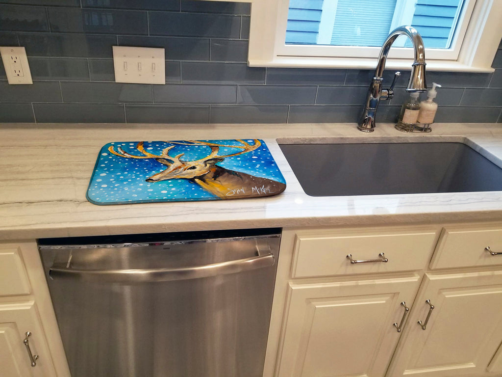 Reindeer Dish Drying Mat Absorbent Dish Drying Mat Pad for Kitchen Counter Dish Drainer Mat for Countertop, 14 x 21", Multicolor