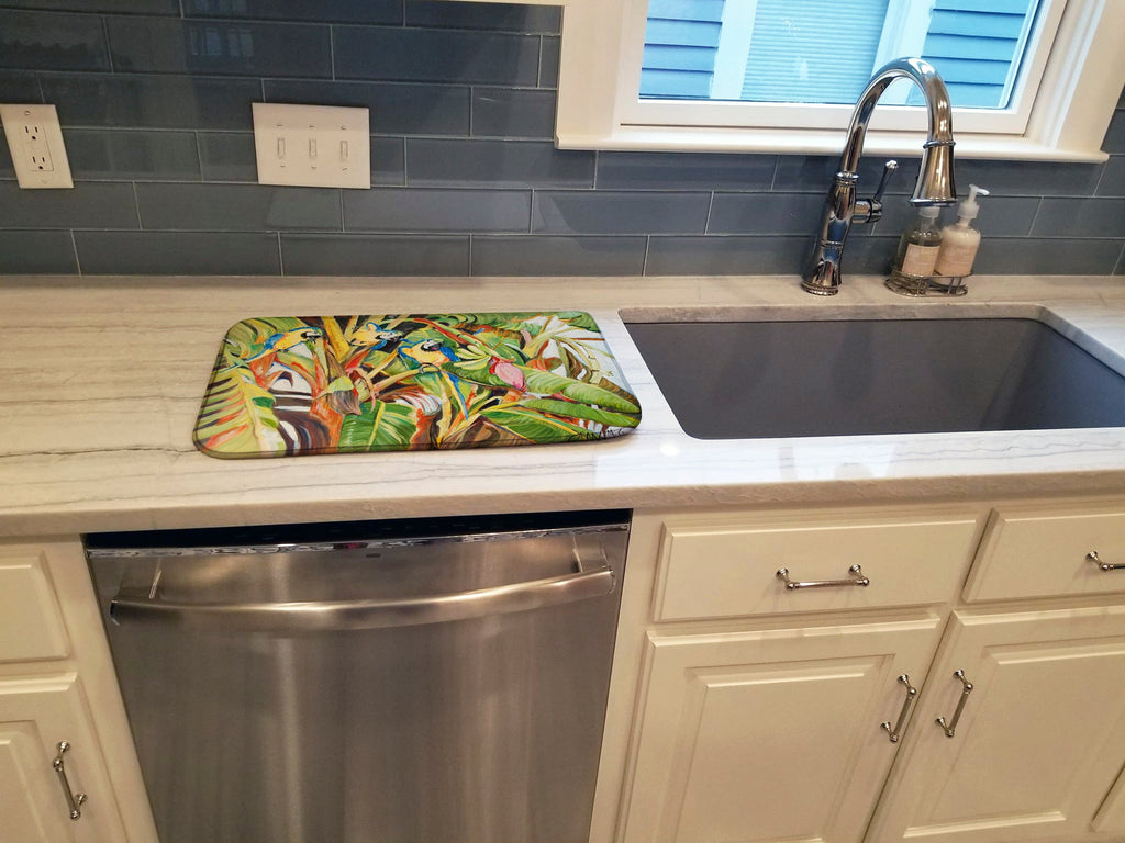 Three Blue Parrots Dish Drying Mat Absorbent Dish Drying Mat Pad for Kitchen Counter Dish Drainer Mat for Countertop, 14 x 21", Multicolor