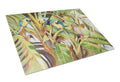 Three Blue Parrots Cutting Board Tempered Glass Kitchen Cutting Surface, Heat Resistant Chopping, Non-Slip Feet, Food Prep & Serving