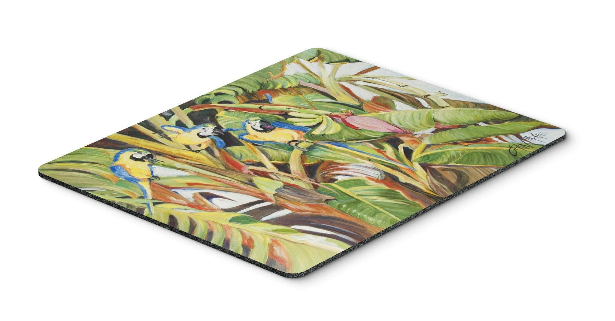 Three Blue Parrots Mouse Pad, Heat Resistant Trivet Hot Pad , Non Slip Rubber Desk Mat, Kitchen Counter Protector, Home Office Decor Gift