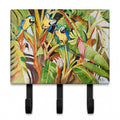 Three Blue Parrots Leash or Key Holder Wall Hooks, Coat Rack Wall Mount, for Hanging Keys, Towels, Aprons, Leashes