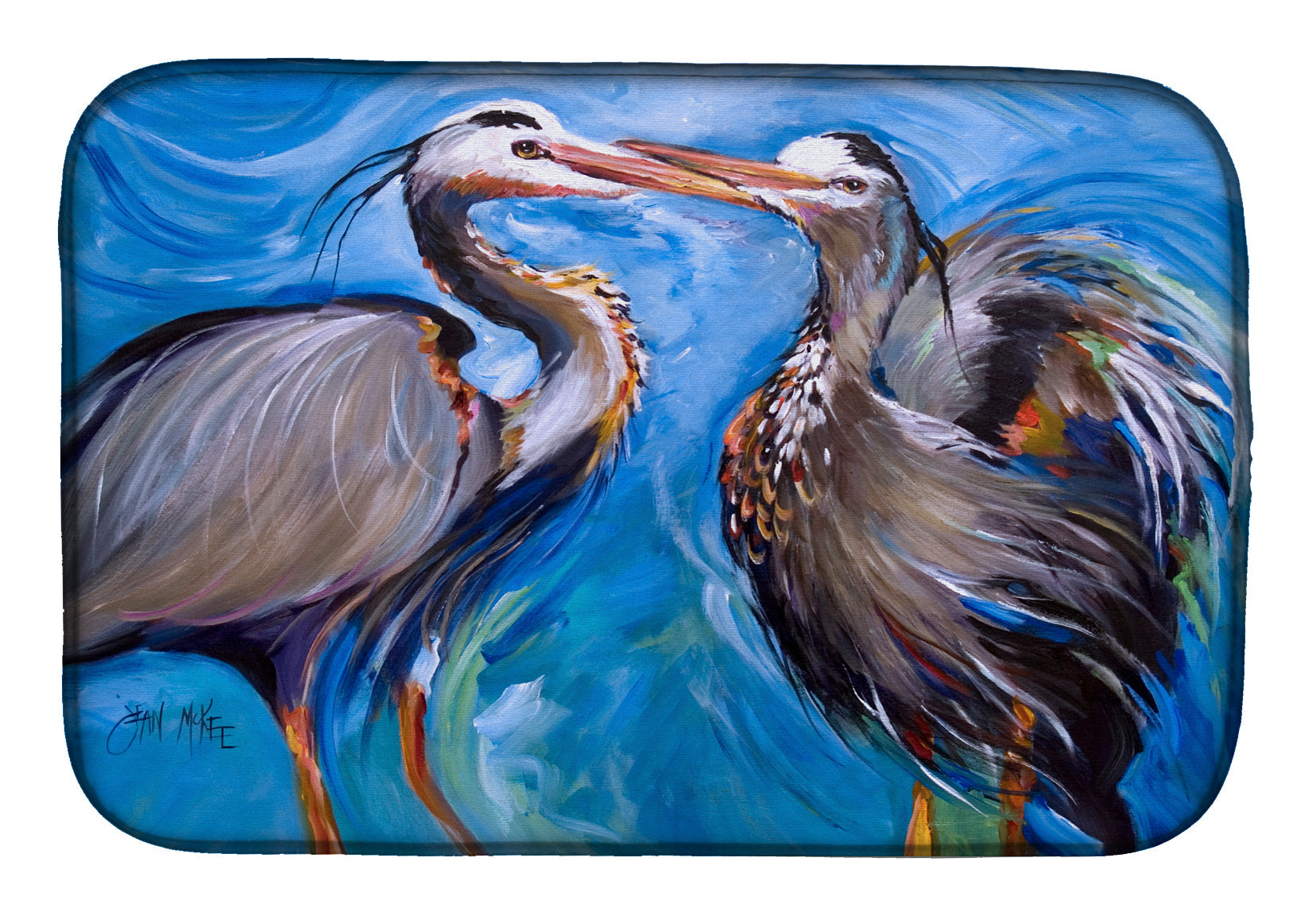 Blue Heron Love Dish Drying Mat Absorbent Dish Drying Mat Pad for Kitchen Counter Dish Drainer Mat for Countertop, 14 x 21", Multicolor