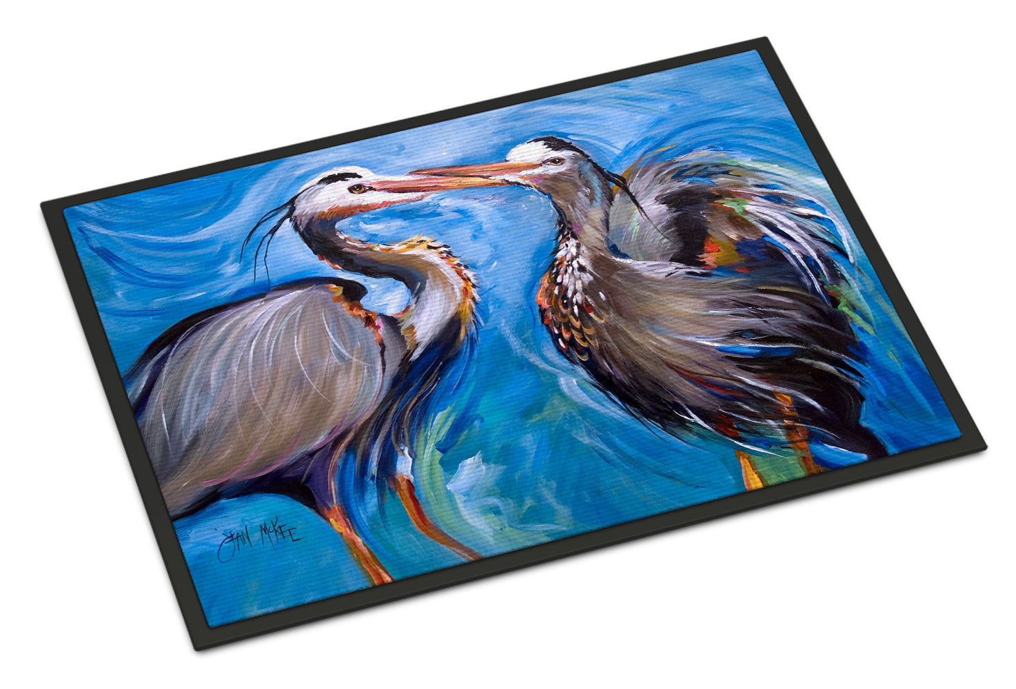 Blue Heron Love Doormat Indoor Outdoor 24H X 36W Front Door Mat Rugs for Entryway, Non Slip Washable Low Pile,