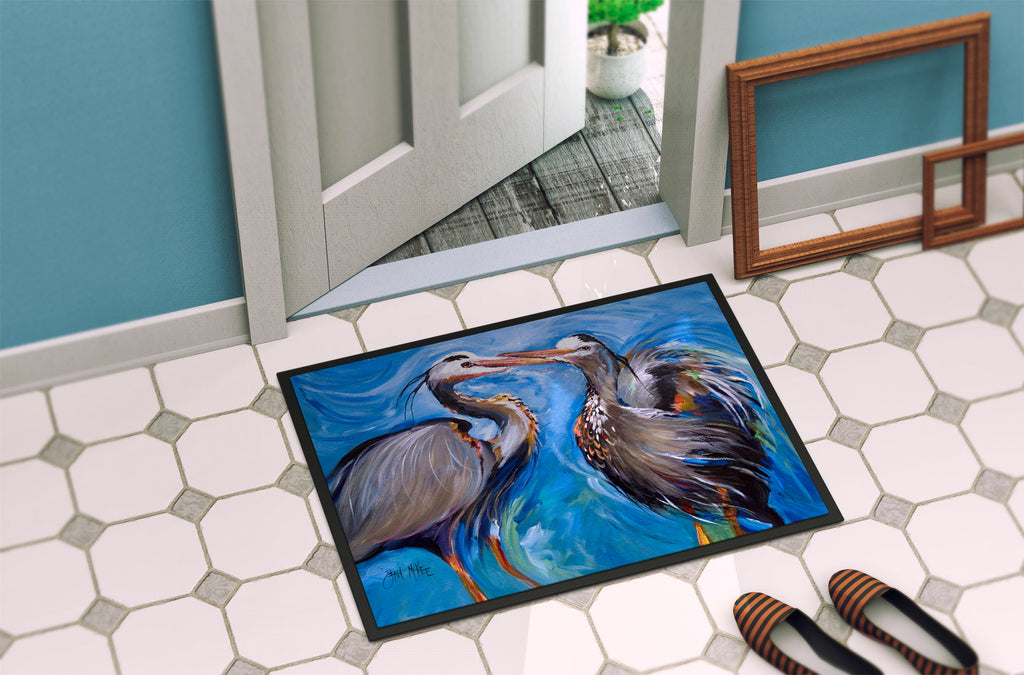 Blue Heron Love Doormat Indoor Outdoor 24H X 36W Front Door Mat Rugs for Entryway, Non Slip Washable Low Pile,