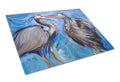 Blue Heron Love Cutting Board Tempered Glass Kitchen Cutting Surface, Heat Resistant Chopping, Non-Slip Feet, Food Prep & Serving