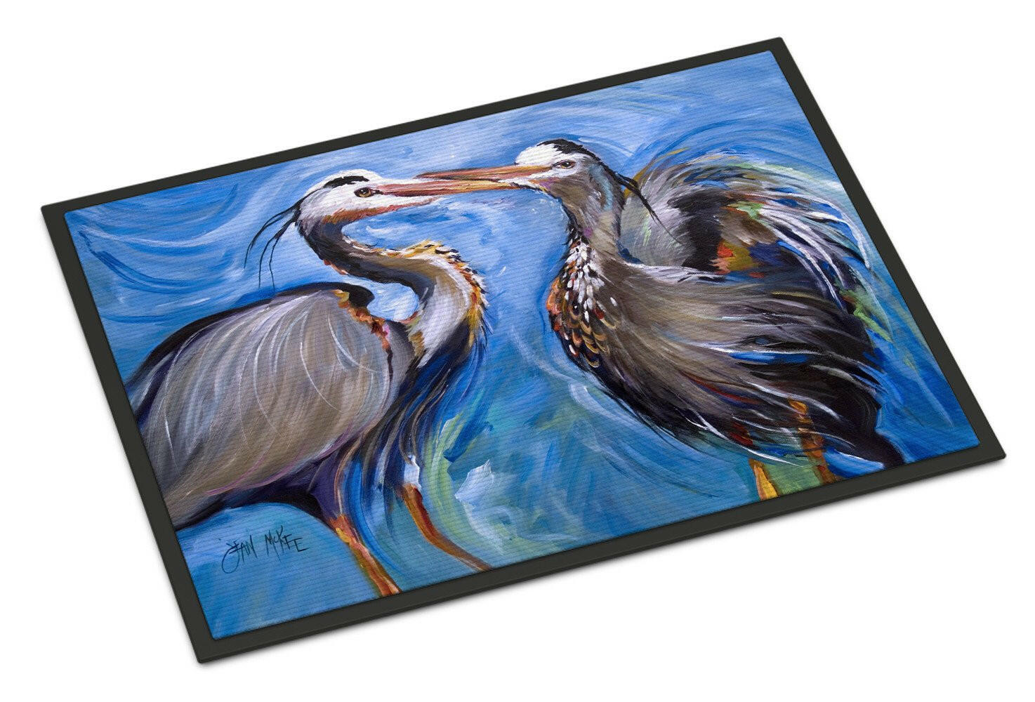 Blue Heron Love Doormat Indoor Outdoor 18H X 27W Front Door Mat Rugs for Entryway, Non Slip Washable