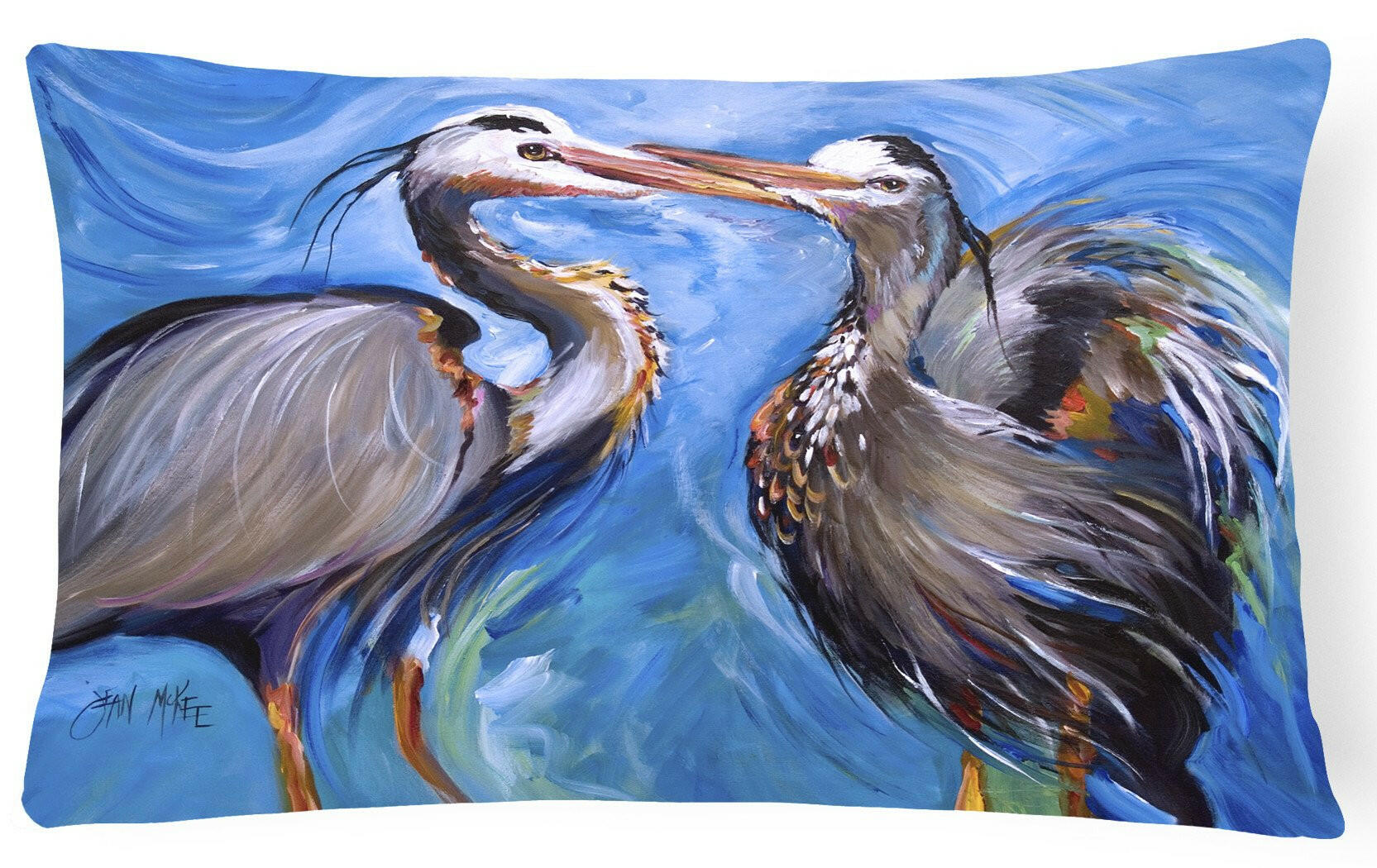Blue Heron Love Decorative Throw Pillow 12x16 Indoor Outdoor Accent Cushion, Fabric Cover with Insert for Sofa, Bed, Porch & Living Room