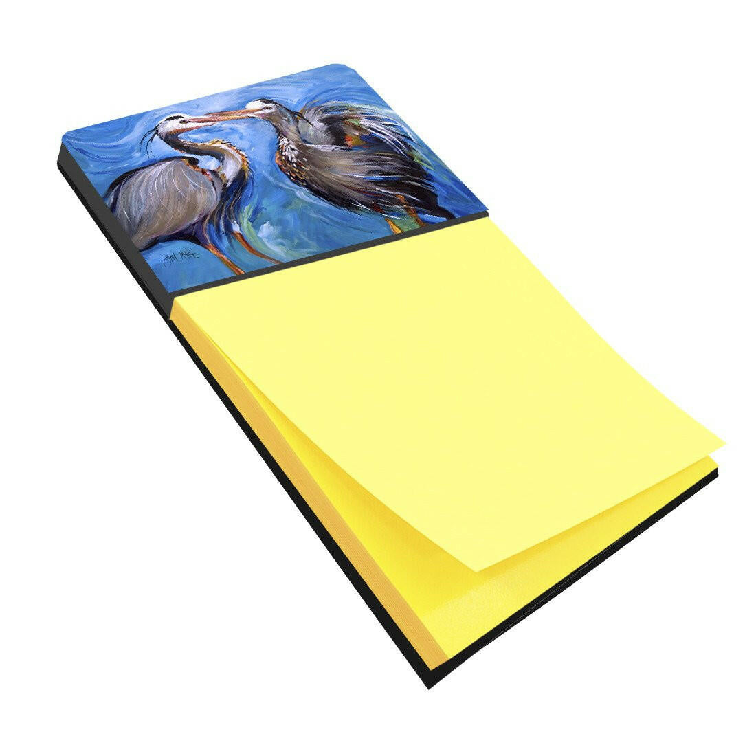Blue Heron Love Watercolor Sticky Note Holder Refillable Dispenser Desk Accessory 3x3 Pad Gift
