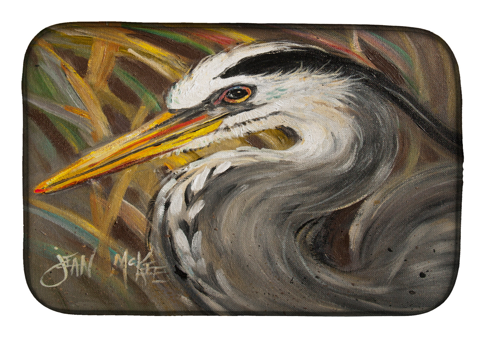 Blue Heron Dish Drying Mat Absorbent Dish Drying Mat Pad for Kitchen Counter Dish Drainer Mat for Countertop, 14 x 21", Multicolor