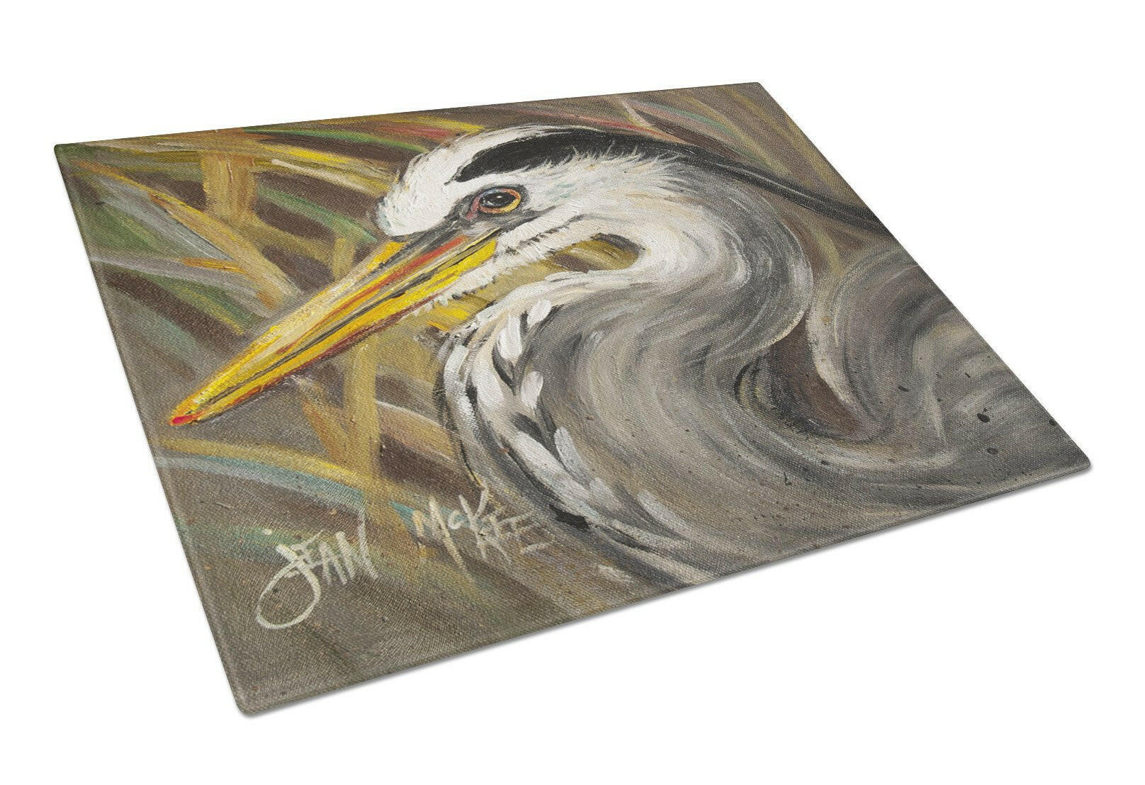 Blue Heron Cutting Board Tempered Glass Kitchen Cutting Surface, Heat Resistant Chopping, Non-Slip Feet, Food Prep & Serving