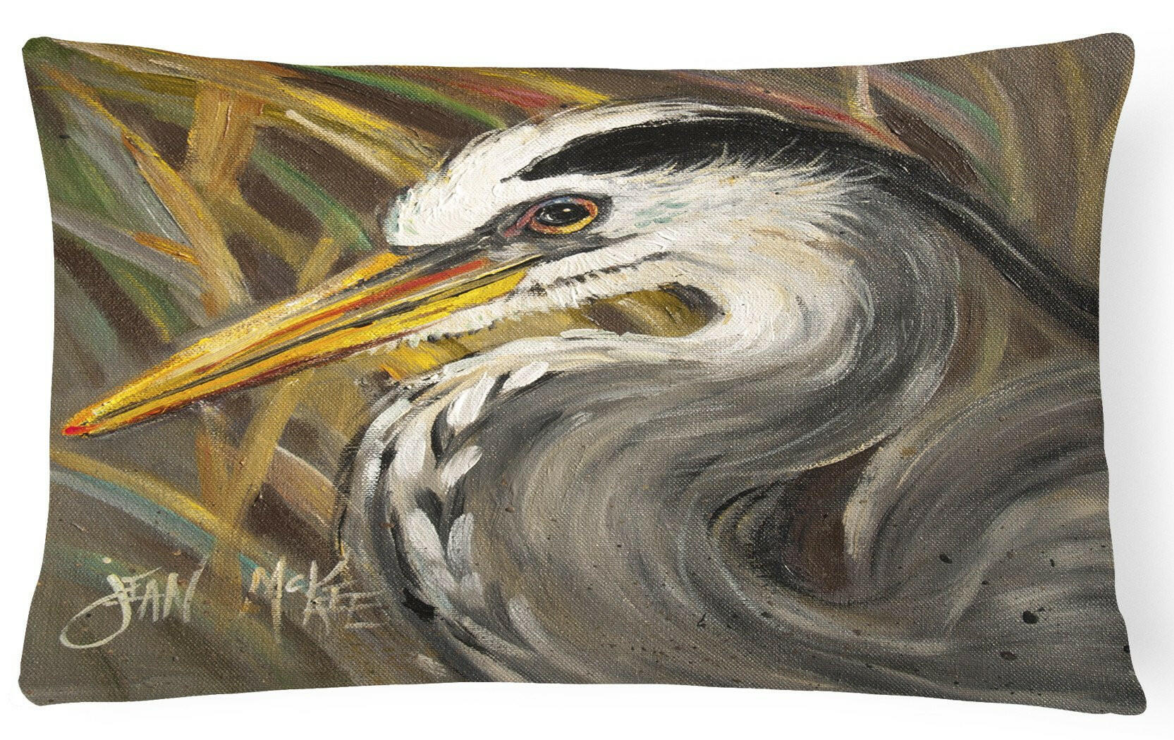 Blue Heron Decorative Throw Pillow 12x16 Indoor Outdoor Accent Cushion, Fabric Cover with Insert for Sofa, Bed, Porch & Living Room