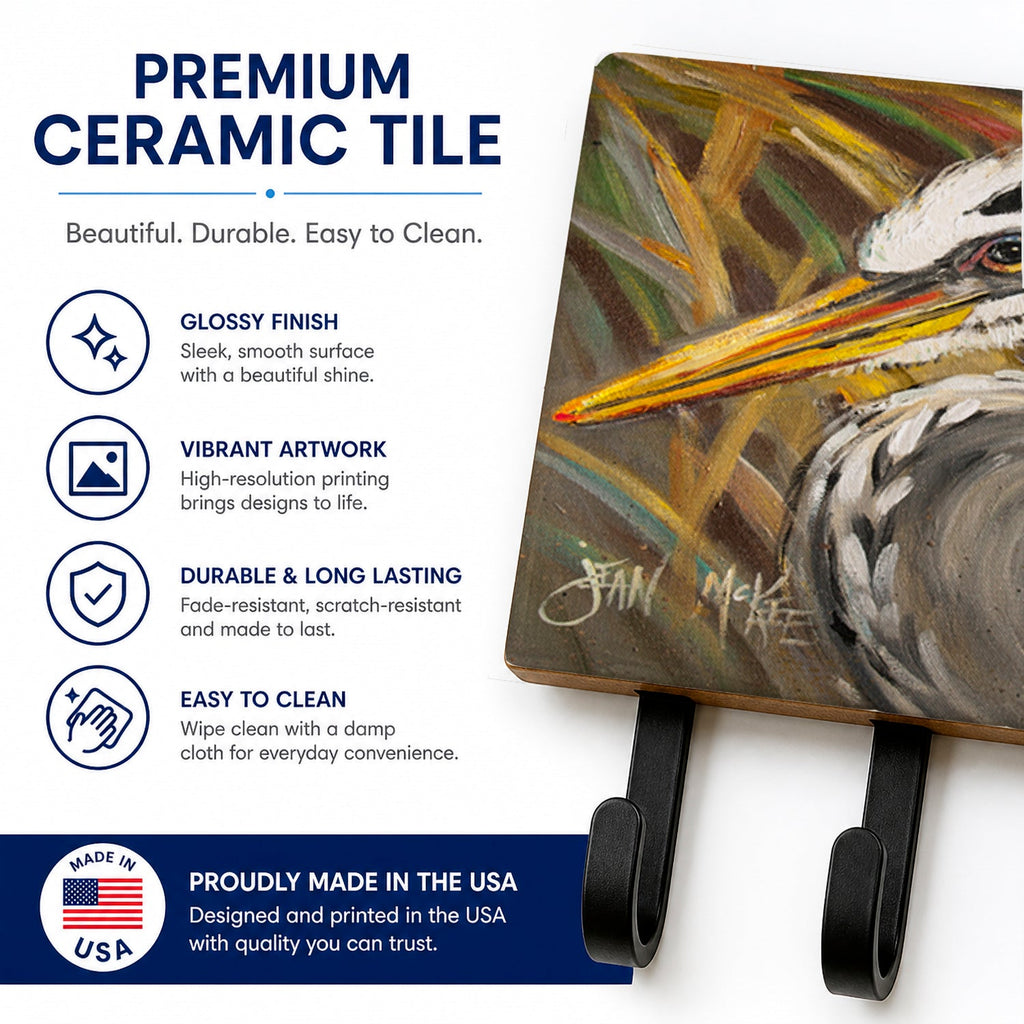 Blue Heron Leash or Key Holder Wall Hooks, Coat Rack Wall Mount, for Hanging Keys, Towels, Aprons, Leashes
