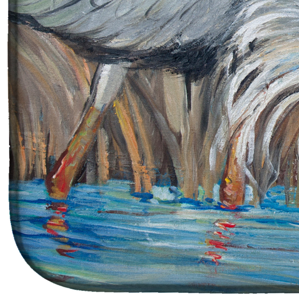 Blue Heron in the reeds Dish Drying Mat Absorbent Dish Drying Mat Pad for Kitchen Counter Dish Drainer Mat for Countertop, 14 x 21", Multicolor