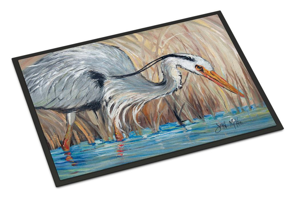 Blue Heron in the reeds Doormat Indoor Outdoor 24H X 36W Front Door Mat Rugs for Entryway, Non Slip Washable Low Pile,