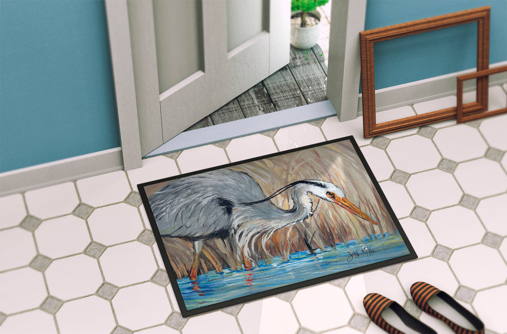 Blue Heron in the reeds Doormat Indoor Outdoor 24H X 36W Front Door Mat Rugs for Entryway, Non Slip Washable Low Pile,
